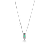 Silver Essence Necklace, White Rhodium, Natural Green Agate  + Give Joy Gift